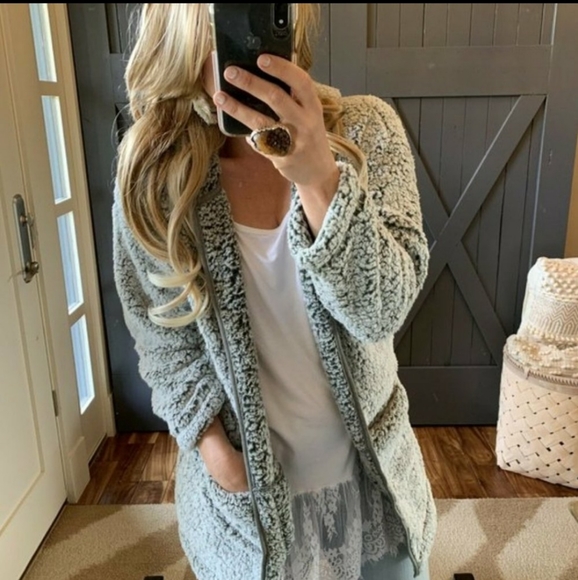 Faux Fur Hooded Sweater Jacket - Picture 2 of 10